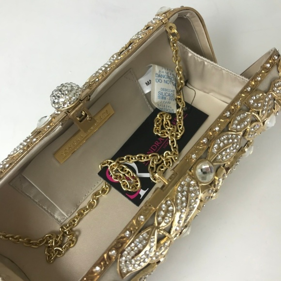 Sondra Roberts Crystal Diamond Gold Metal Clutch - Picture 4 of 4
